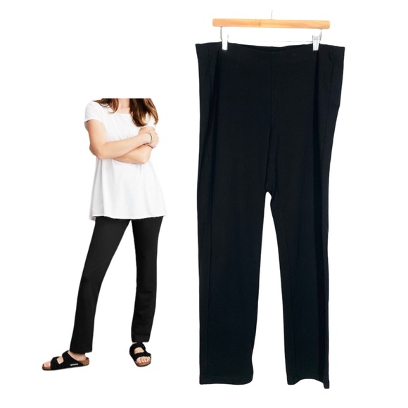 J Jill Pure Jill Affinity Slim-Leg Flat Front Pants Pull on Slacks Black Large - Picture 1 of 12